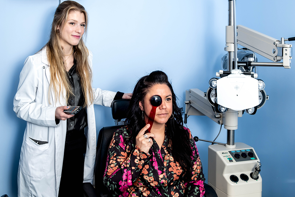 woman eye exam